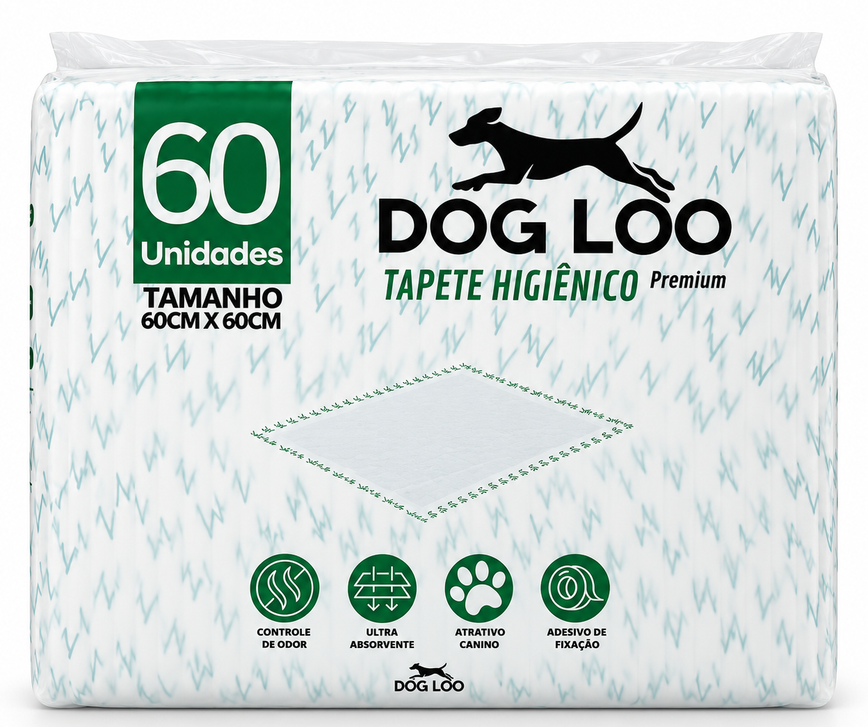Tapete Higiênico Dog Loo Normal 60×60 cm — 60 Unidades