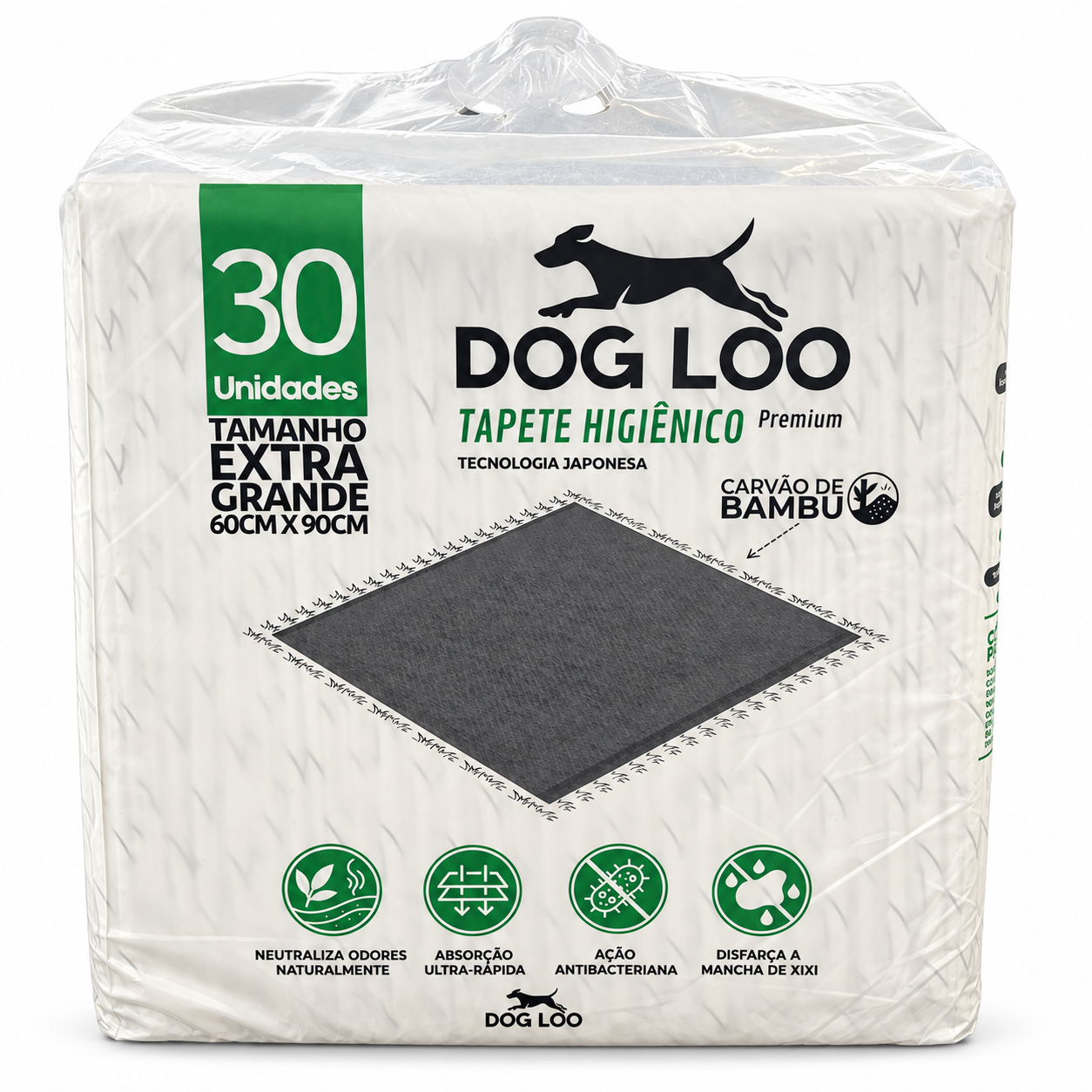 Tapete Higiênico Dog Loo Carvão Ativado 60×90 cm — 30 Unidades